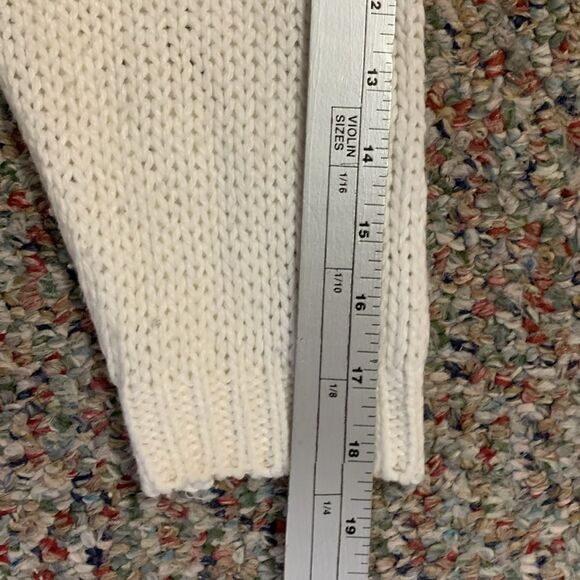 Vintage 80s Needles & Yarn Ivory Cable Knit Floral Yoke Crewneck Sweater Size M - Picture 13 of 13